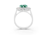 Silver Heart Cut Green Sapphire Floral Double Halo Engagement Ring with Prong Setting_177