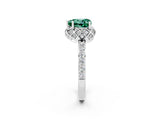 Silver Heart Cut Green Sapphire Scalloped Halo Engagement Ring with Round Shared Prong Band_32