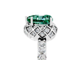 Silver Heart Cut Green Sapphire Scalloped Halo Engagement Ring with Round Shared Prong Band_35