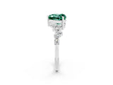 Silver Heart Cut Green Sapphire Scattered Round Accent Ring with Prong Setting_32