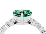 Silver Heart Cut Green Sapphire Scattered Round Accent Ring with Prong Setting_34