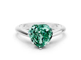 Silver Heart Cut Green Sapphire Solitaire Engagement Ring with Cathedral Setting and Four-Prong Mount_12