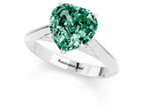 Silver Heart Cut Green Sapphire Solitaire Engagement Ring with Cathedral Setting and Four-Prong Mount_13