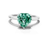 Silver Heart Cut Green Sapphire Solitaire Engagement Ring with Classic Band and Four-Prong Setting_12