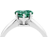 Silver Heart Cut Green Sapphire Solitaire Engagement Ring with Classic Band and Four-Prong Setting_16