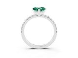 Silver Heart Cut Green Sapphire Solitaire Pavé Engagement Ring with Round Band and Prong Setting_99