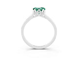 Silver Heart Cut Green Sapphire Solitaire Ring with Flower Prong Setting and Classic Band_21