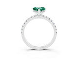 Silver Heart Cut Green Sapphire Solitaire Ring with Round  Pavé Band and Four-Prong Setting_27