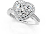 Silver Heart Cut Halo Bezel Diamond Pave Band Ring_14