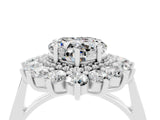 Silver Heart Cut Halo Cluster Diamond Ring with Pave Band and Four-Prong Setting_10