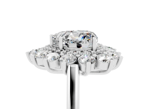 Silver Heart Cut Halo Cluster Diamond Ring with Pave Band and Four-Prong Setting_11