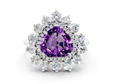 Silver Heart Cut Halo Cluster Diamond Ring with Pave Band and Four-Prong Setting_18