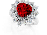 Silver Heart Cut Halo Cluster Diamond Ring with Pave Band and Four-Prong Setting_7
