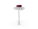Silver Heart Cut Halo Cluster Diamond Ring with Pave Band and Four-Prong Setting_8