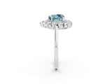 Silver Heart Cut Halo Cluster Diamond Ring with Pave Band and Four-Prong Setting_8