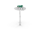 Silver Heart Cut Halo Cluster Diamond Ring with Pave Band and Four-Prong Setting_8