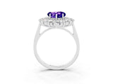 Silver Heart Cut Halo Cluster Diamond Ring with Pave Band and Four-Prong Setting_9
