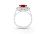 Silver Heart Cut Halo Cluster Diamond Ring with Pave Band and Four-Prong Setting_9