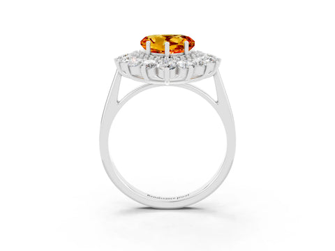 Silver Heart Cut Halo Cluster Diamond Ring with Pave Band and Four-Prong Setting_9