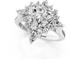 Silver Heart Cut Halo Diamond Cluster Ring with Marquise and Round Stones on a White Gold Band with Prong Setting_26
