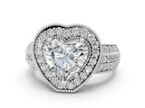 Silver Heart Cut Halo Diamond Engagement Ring with Pave Split Shank and Four-Prong Setting_19