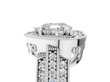 Silver Heart Cut Halo Diamond Engagement Ring with Pave Split Shank and Four-Prong Setting_24