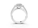 Silver Heart Cut Halo Diamond Ring with Beaded Split Shank and Four-Prong Setting_16