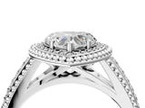 Silver Heart Cut Halo Diamond Ring with Beaded Split Shank and Four-Prong Setting_17