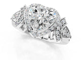 Silver Heart Cut Halo Diamond Split Shank Engagement Ring with Four-Prong Setting_14