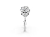 Silver Heart Cut Halo Diamond Split Shank Engagement Ring with Four-Prong Setting_15