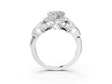 Silver Heart Cut Halo Diamond Split Shank Engagement Ring with Four-Prong Setting_16