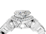 Silver Heart Cut Halo Diamond Split Shank Engagement Ring with Four-Prong Setting_17