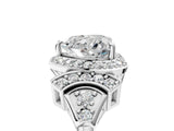 Silver Heart Cut Halo Diamond Split Shank Engagement Ring with Four-Prong Setting_18