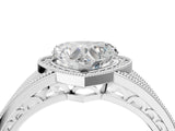 Silver Heart Cut Halo Diamond Split Shank Ring with Prong Setting_23