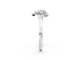 Silver Heart Cut Halo Round Diamond Solitaire Ring with Pavé Band and Four-Prong Setting_14