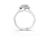 Silver Heart Cut Halo Round Diamond Solitaire Ring with Pavé Band and Four-Prong Setting_15