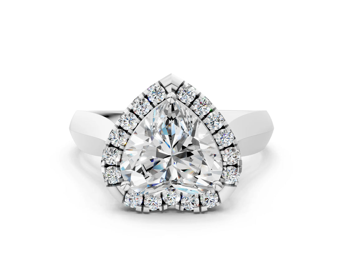 Silver Heart Cut Halo Solitaire Engagement Ring with Square Band and Four-Prong Setting_24