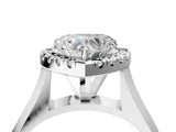 Silver Heart Cut Halo Solitaire Engagement Ring with Square Band and Four-Prong Setting_28