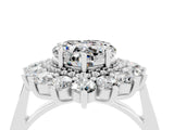 Silver Heart Cut Moissanite Floral Double Halo Engagement Ring with Prong Setting_154