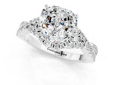 Silver Heart Cut Moissanite  Halo Twist Band Solitaire Prong Setting Ring_13
