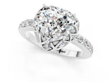 Silver Heart Cut Moissanite Scalloped Halo Engagement Ring with Round Shared Prong Band_31