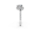Silver Heart Cut Moissanite Scalloped Halo Engagement Ring with Round Shared Prong Band_32