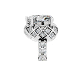 Silver Heart Cut Moissanite Scalloped Halo Engagement Ring with Round Shared Prong Band_35