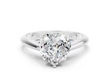 Silver Heart Cut Moissanite Solitaire Engagement Ring with Cathedral Setting and Four-Prong Mount_12