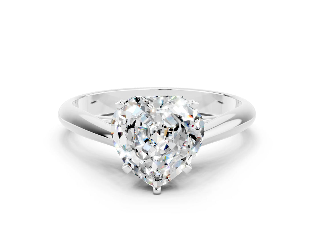 Silver Heart Cut Moissanite Solitaire Engagement Ring with Cathedral Setting and Four-Prong Mount_18
