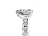 Silver Heart Cut Moissanite Solitaire Pavé Engagement Ring with Round Band and Prong Setting_89