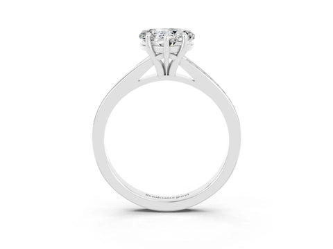 Silver Heart Cut Moissanite Solitaire Ring with Pavé Band and Prong Setting_15