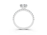 Silver Heart Cut Moissanite Solitaire Ring with Round  Pavé Band and Four-Prong Setting_39