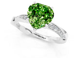 Silver Heart Cut Peridot Engagement Ring with Side Stone Accents and Four-Prong Setting_13