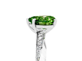Silver Heart Cut Peridot Engagement Ring with Side Stone Accents and Four-Prong Setting_17